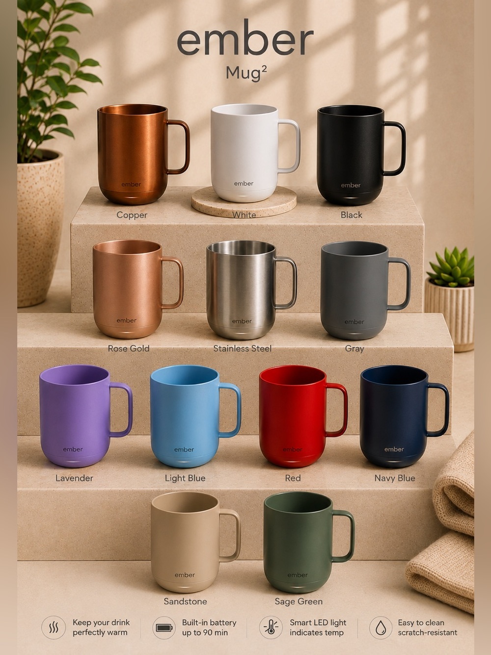 Ember 14oz MUG Temp. Control - OPEN BOX - USED- Multiple Colors available